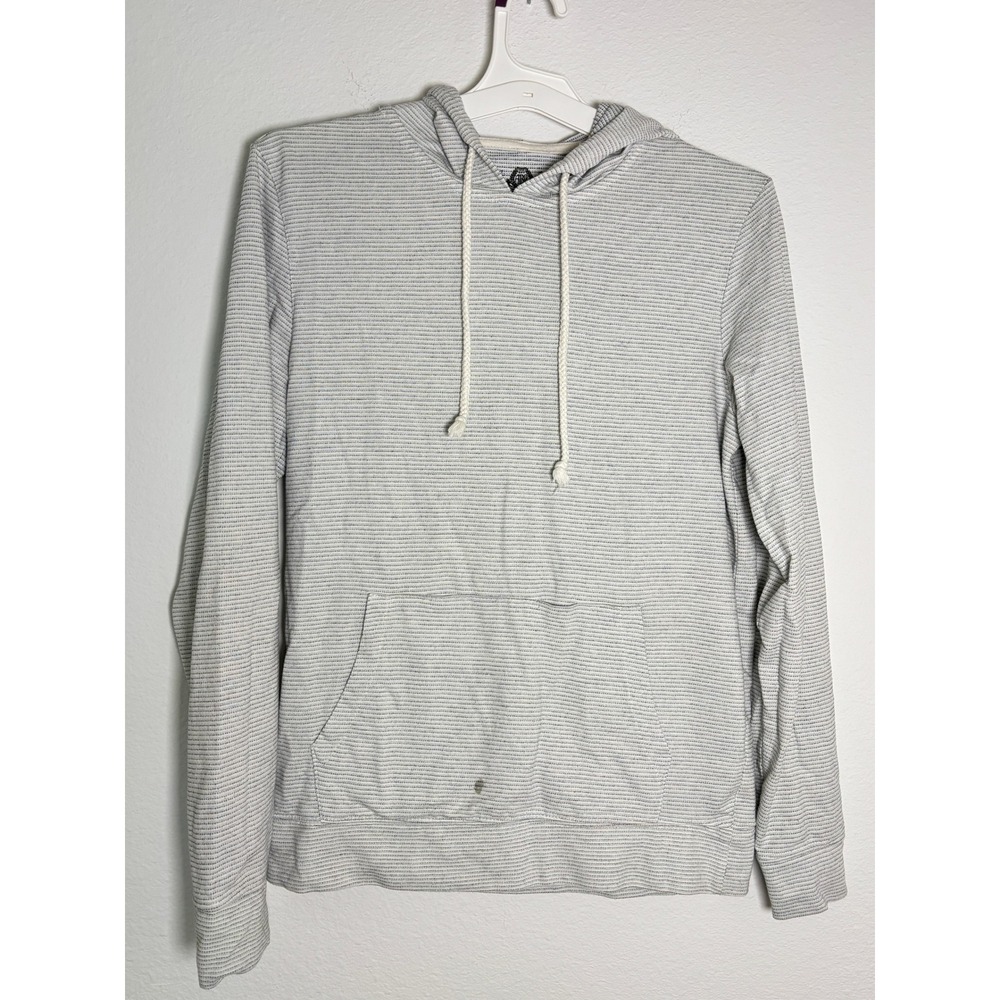 American Rag Mens Small Striped Lightweight Hoodie Grey White Kangaroo Pocket